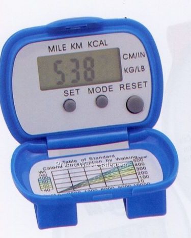 Fitness Pedometer With Clock & Calorie Chart
