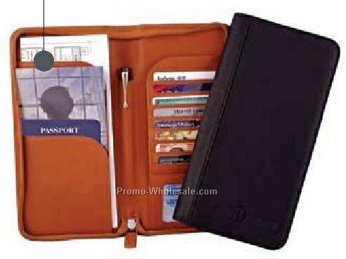 Full Grain Aniline Travel Document Holder With Zipper