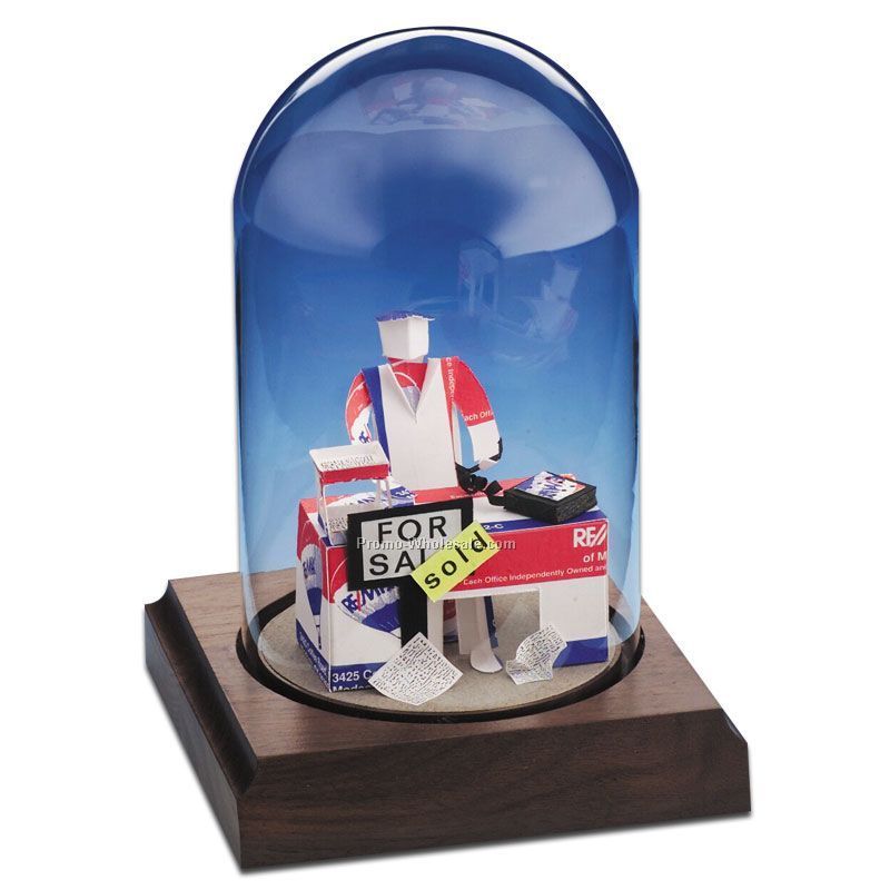 Glass Dome Business Card Sculpture - Realtor