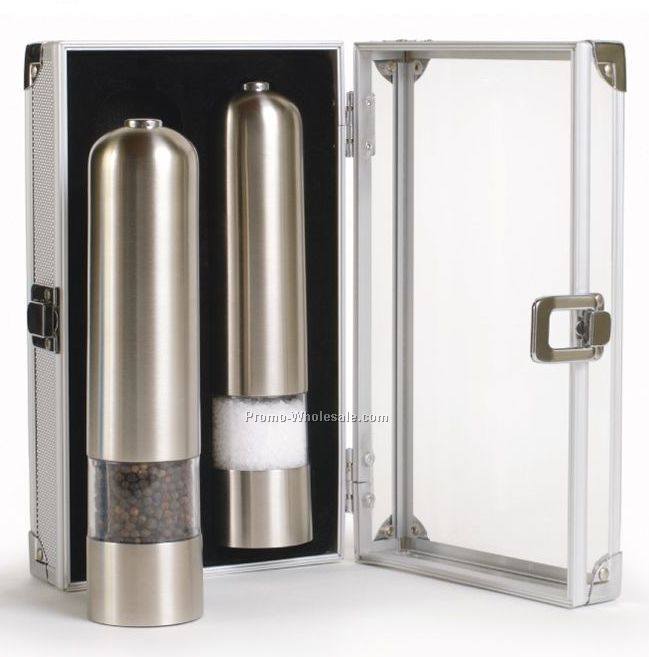 Grand Cuisine Electric Pepper/ Salt Mill Duo Set With 2 Mills Engraved