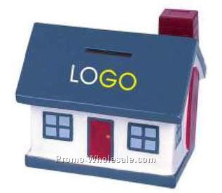 Gray Plastic House Shape Coin Bank