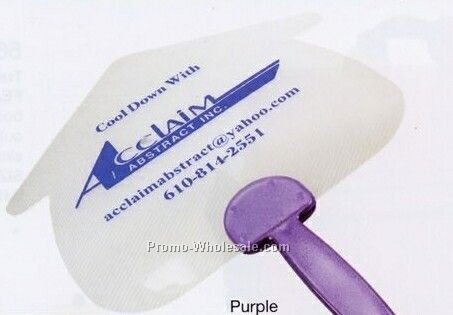 House Shape Plastic Fan W/ Translucent Handle