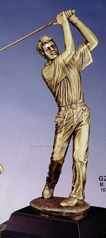 Imperial Series Elegant Resin Gold Sculpture - 16" Male Swing