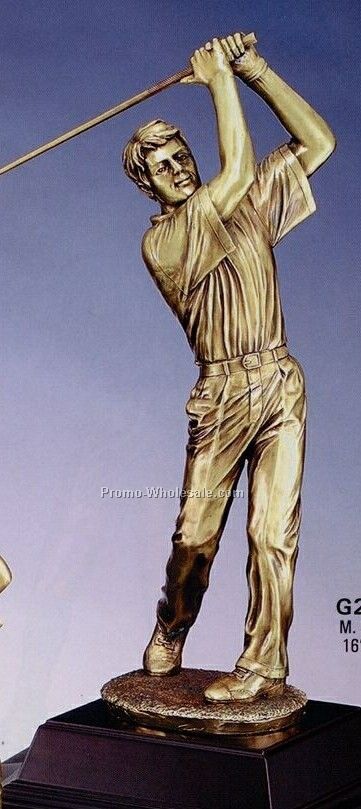Imperial Series Elegant Resin Gold Sculpture - 16" Male Swing