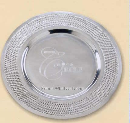 Lattice Round Pewter Plate - 12-1/2" Diameter