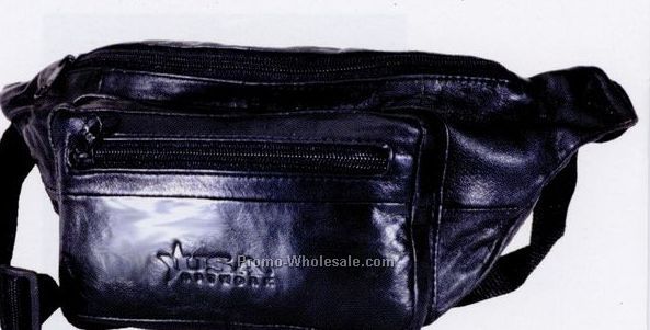 Leather Fanny Pack W/ Front Gusseted Pocket (Lambskin)