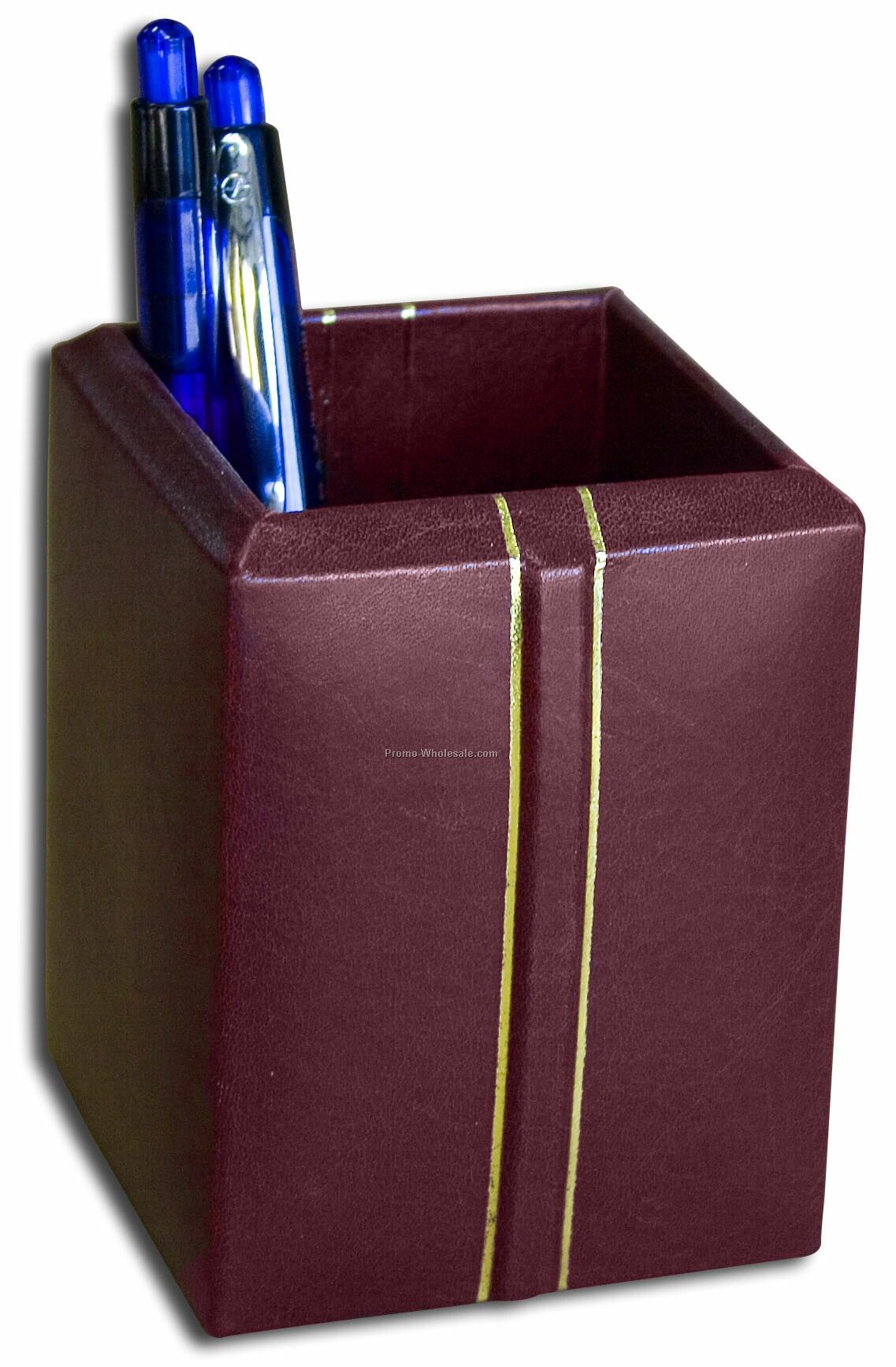 Leather Pencil Cup - Burgundy Red 4"x6"