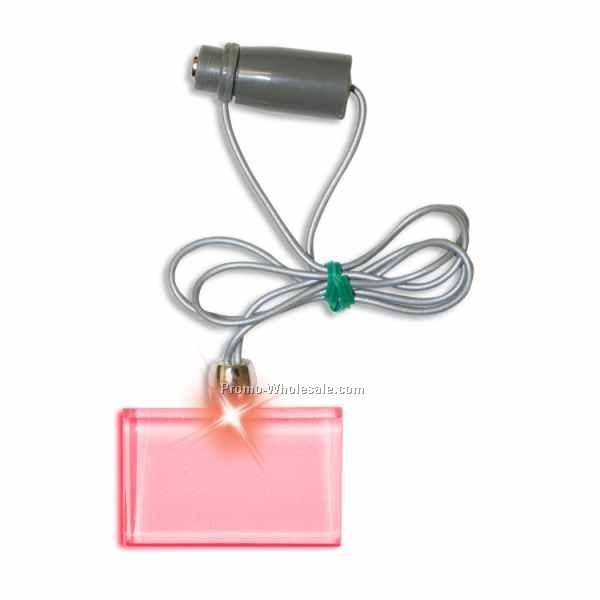 Light Up Necklace W/ Frosted Pendant (Red Rectangle)