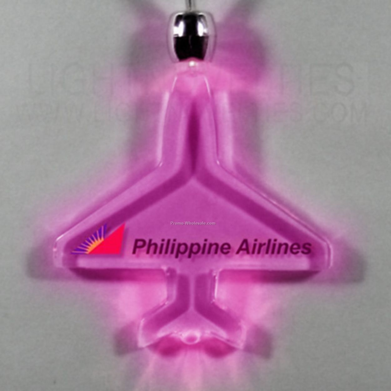 Light Up Pendant Necklace - Plane - Pink Or Purple