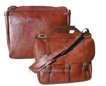 Mahogany Italian Calf Leather Briefcase