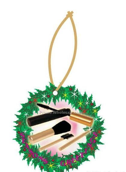 Makeup Brushes Executive Line Wreath Ornament W/ Mirrored Back (6 Sq. In.)