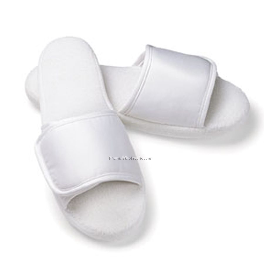 Men's Open Toe Microfiber Slippers W/ Velcro Closure