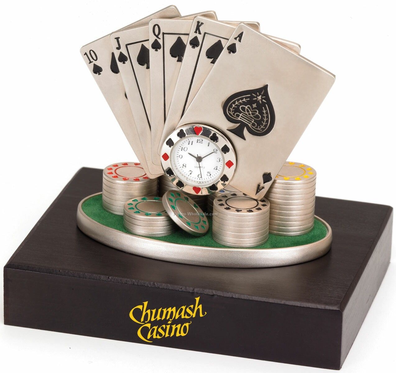 Metal Royal Flush With Clock