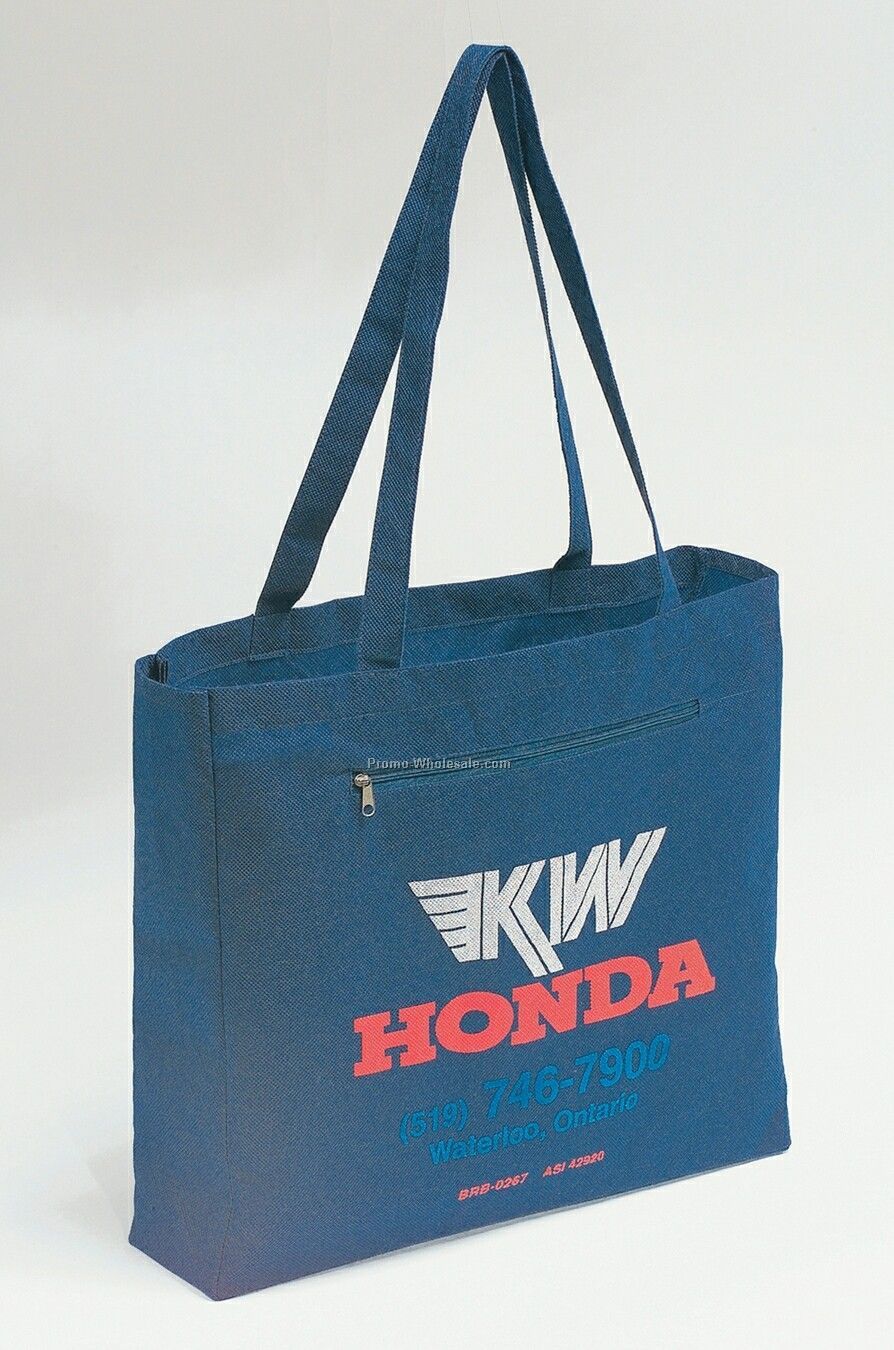 Non Woven Polymer Bag W/ Front Zipper Pocket