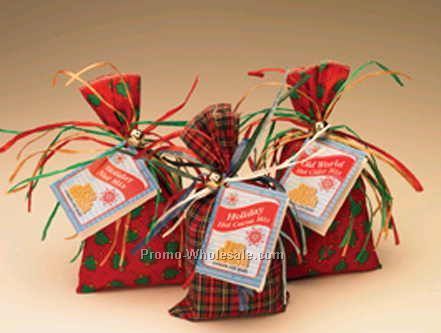 Old World Hot Cider Mix With Fabric Bag/Colorful Raffia/Sleigh Bell