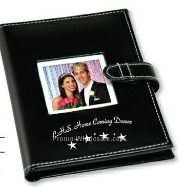 Photo Album With Strap & White Stitching (Holds 4"x6" Photos)