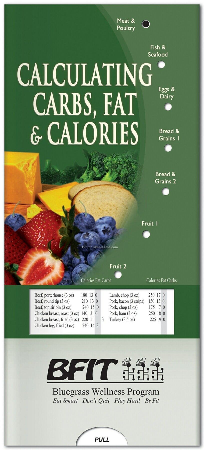 Pillowline Calculating Carbs Fat & Calories Pocket Slider Chart