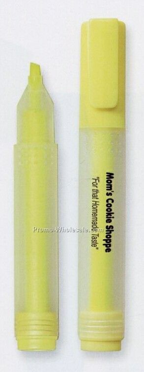 Rectangular Highlighter With Frosted Barrel And Yellow Chisel Tip