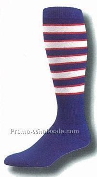 Repeat Stripe Pattern Heel & Toe Football Socks (7-11 Medium)