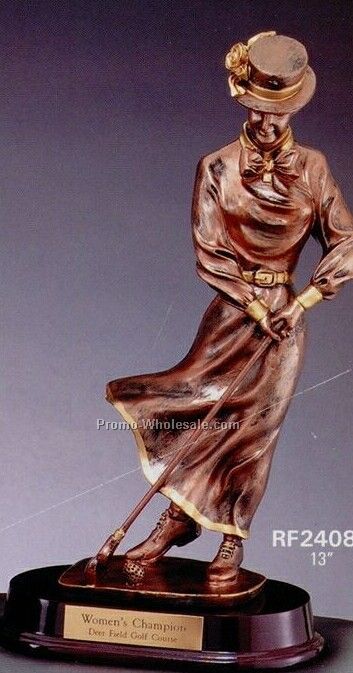 Resin Sculpture - Old Fashion Female Golfer
