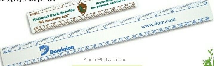 Rigid Pvc 12" Ruler (2 Color/Screen Print)