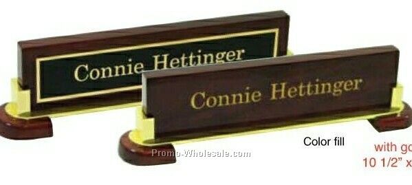 Rosewood Piano Finish Deskbar Nameplate W/ Metal Plate