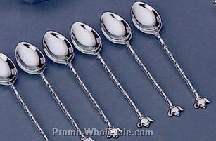 Set Of 6 Silver Plated Teapot Spoons
