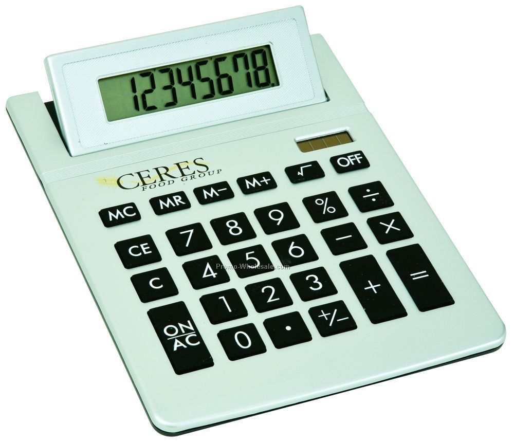 Silver Big Display Desktop Calculator W/ Ratcheting Tilt Display