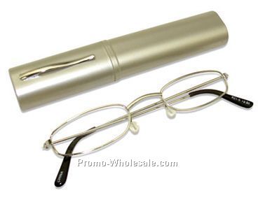 Silver Reading Glasses With Silver Cases