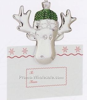 Silverplated Gift Card Holder Ornament/ Moose
