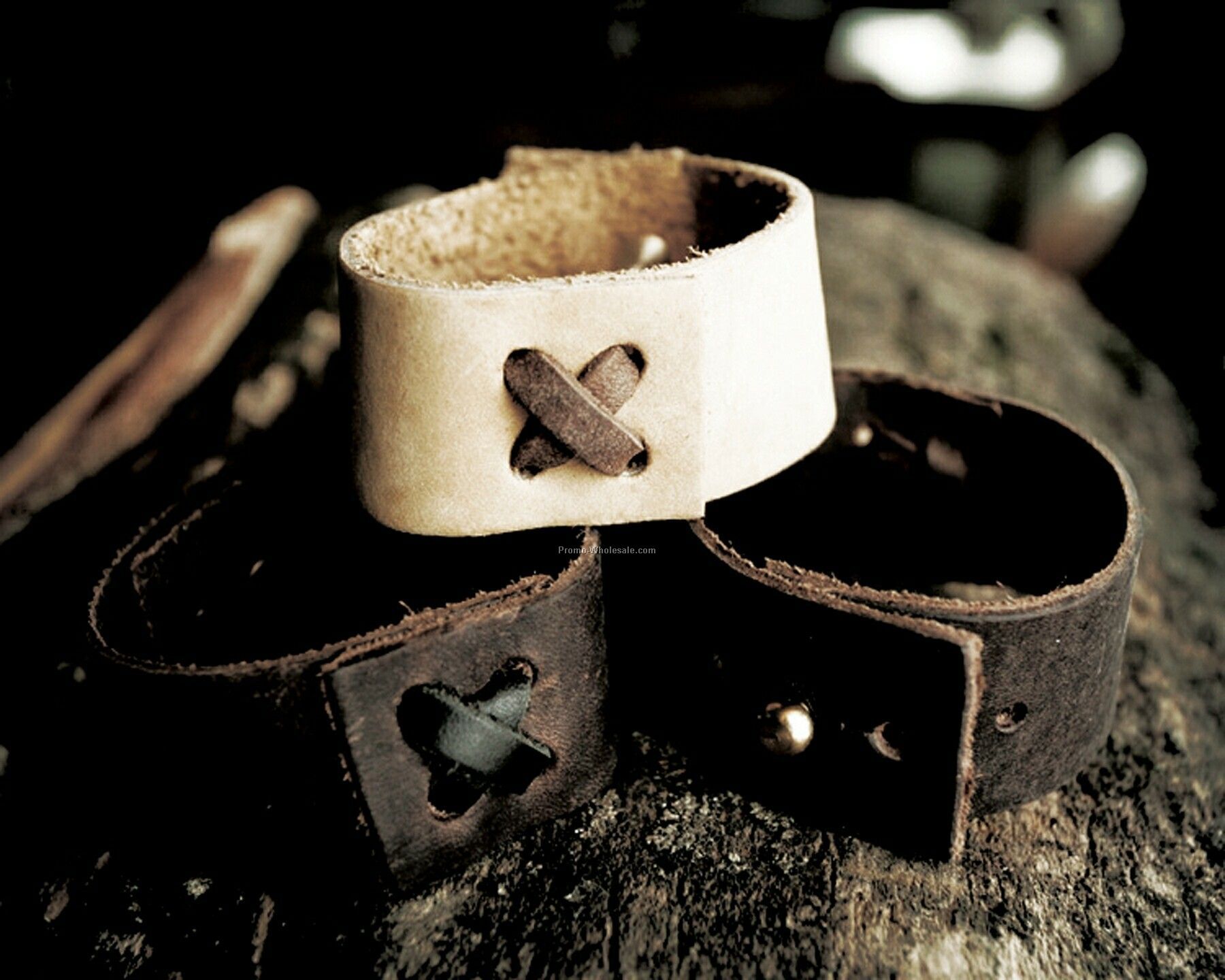 Stitched Band Leather Wristband