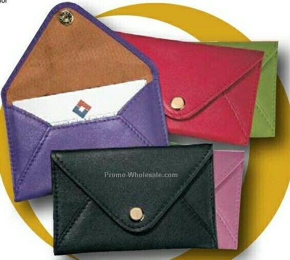 Synthetic Leather Snap Business Card Envelope