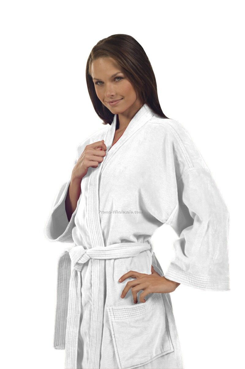 Terry Velour Kimono Robe - 1 Size (Blank) White