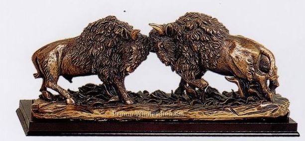 Two Fighting Buffalo Figurine