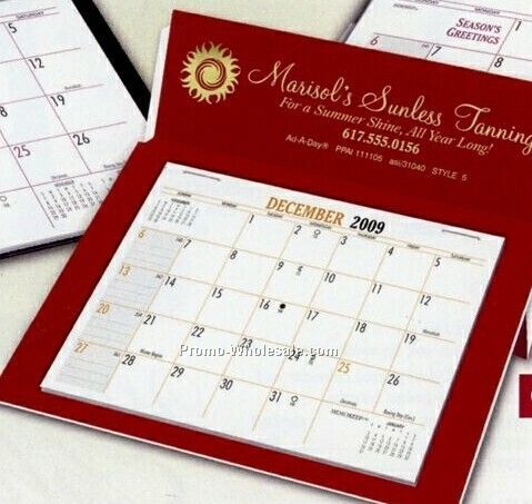 Woodgrain & Ivory Rite-a-dex Mini Memo Calendar (Gold Stamped) (Aft June 1)