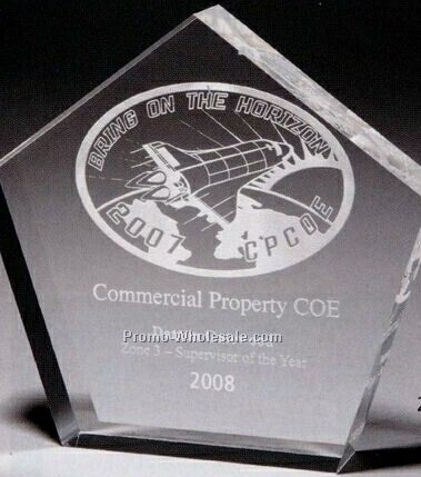 1" Thick Clear Acrylic Pentagon Award (Laser Engraved)