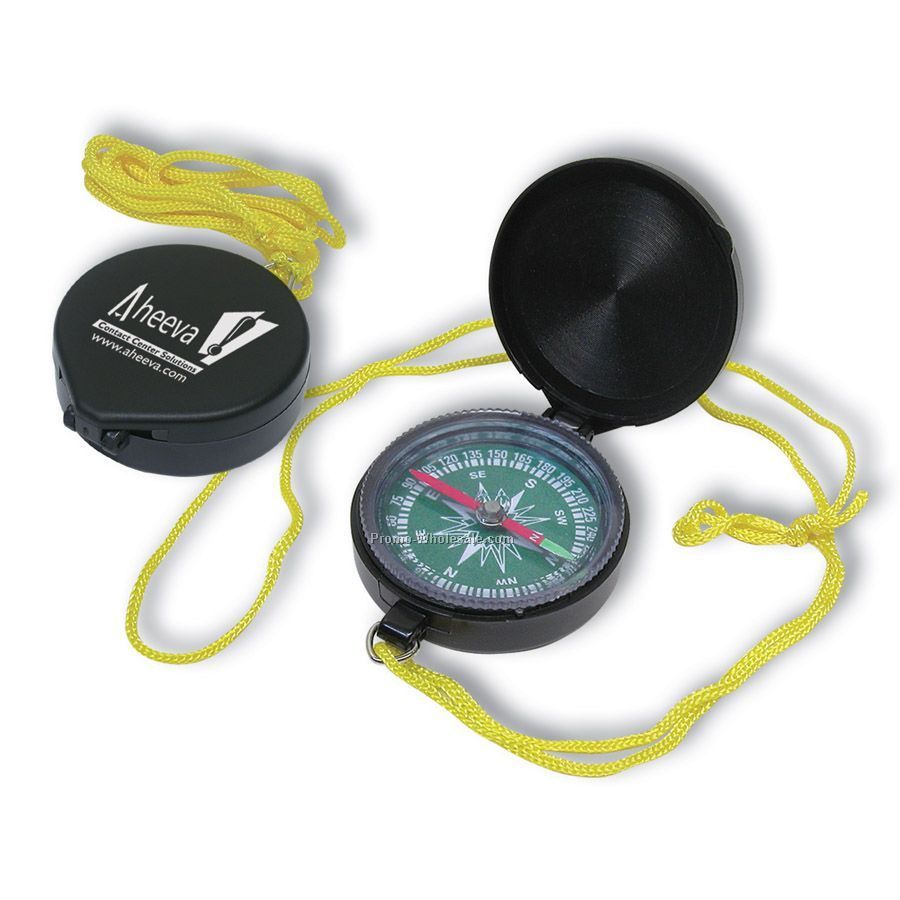 1-1/2"x1-7/8" Magnetic Compass With Nylon Lanyard