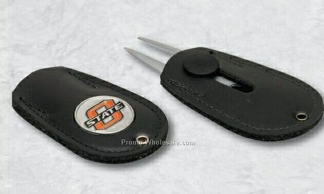 1-3/4"x3" Zinc Divot Tool W/ Leather Slider Holder (1 Color Imprint)