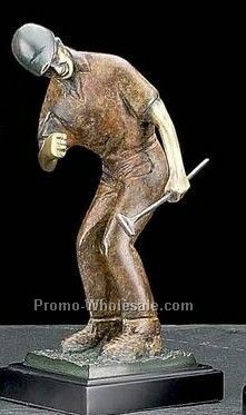 10-1/2"x4"x5" Nice Putt Golfer Sculpture On Wood Base