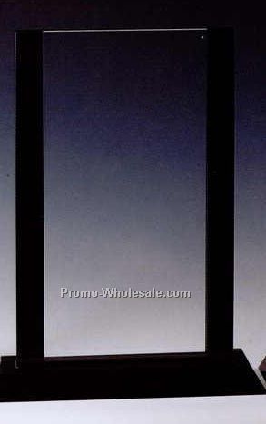 10-1/2"x8-1/4"x2-3/8" Black Optic Crystal Vertical Panel Award W/ Base