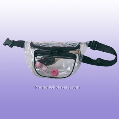 10"x6-1/2"x3" Clear Fanny Pack (Black Or Royal Trim Available Only)