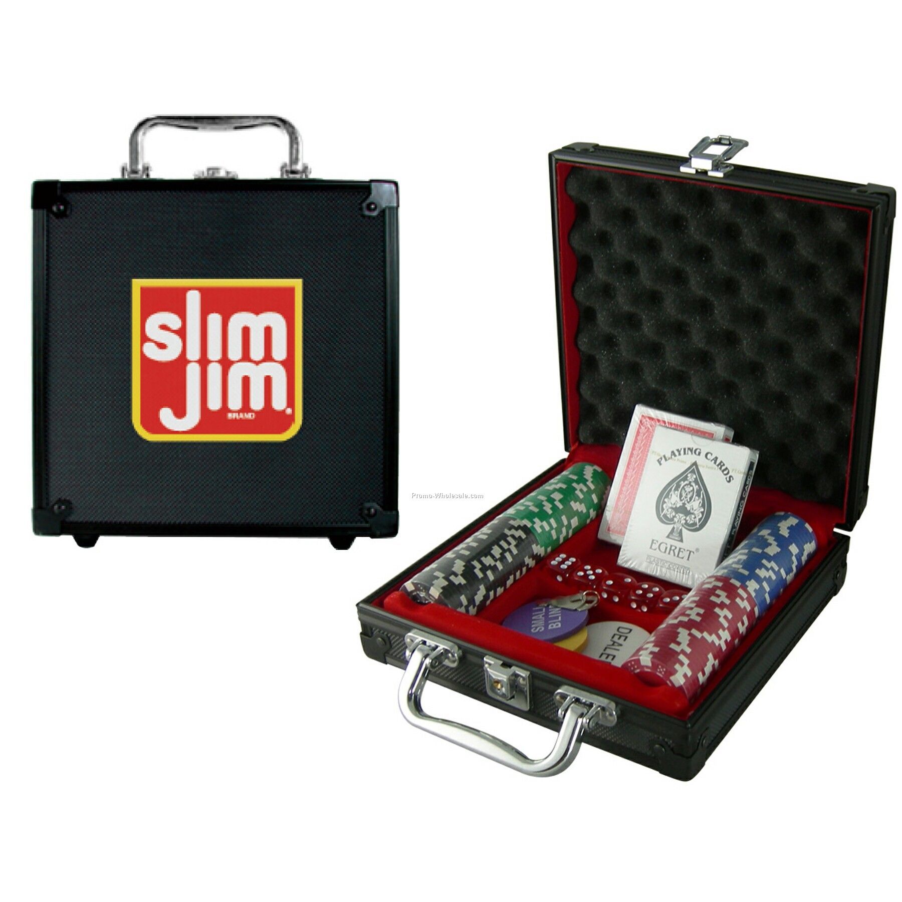 100 Piece Poker Chip Set With Black Case - 1 Side Chip Imprint