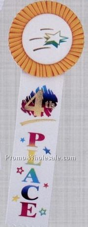 11" Multi-color Stock Rosette Ribbon With String Back - 4th Place