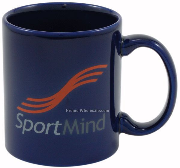 11 Oz. Direct Screen Blue Stoneware Corporate Mug (2 Day Rush)