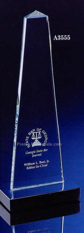 12" Obelisk Crystal Award W/ Marble Base