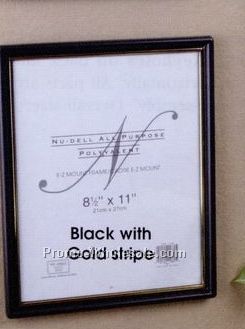 12"x16" Ez Mount Document Frame W/ Gold Stripe (Black)