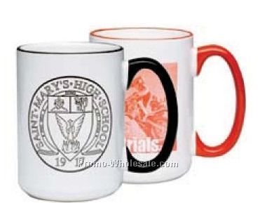 15 Oz. White Heartland El Grande Mug W/Color Trim