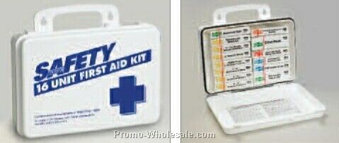 16 Unit Unitized First Aid Kit In Plastic