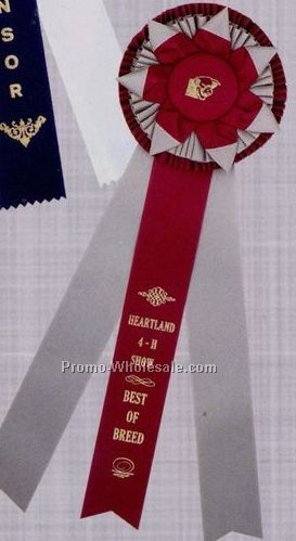 17-1/2" Custom Rosette Ribbon With 2"x15" Triple Streamers