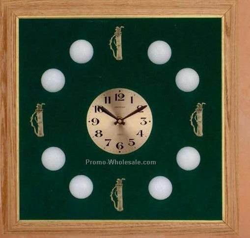 17"x17" Solid Oak Framed Big Sport Series Clock - Golf